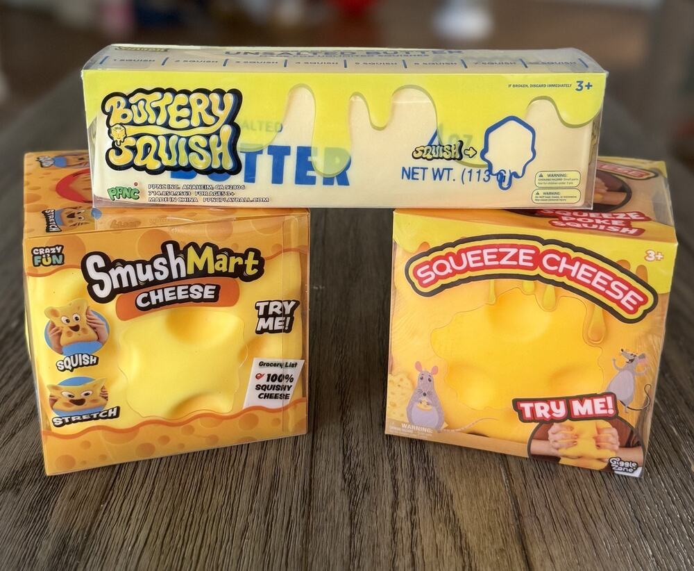 Smushmart, Giggle Zone, Cheese Block Squeeze Butter Viral Summer Squishy Bundle